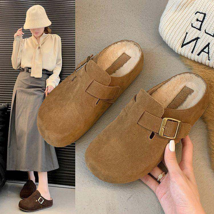 勃肯鞋加绒包头半拖鞋女外穿2026年新款春秋孕妇一脚蹬毛毛0122w,女鞋,勃肯鞋/软木鞋,淘宝优惠券,粉丝福利购,淘宝优惠卷