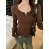 锁骨外露甜辣长袖 t恤女士大码 外穿修身 春款 内层衬衫 0201z