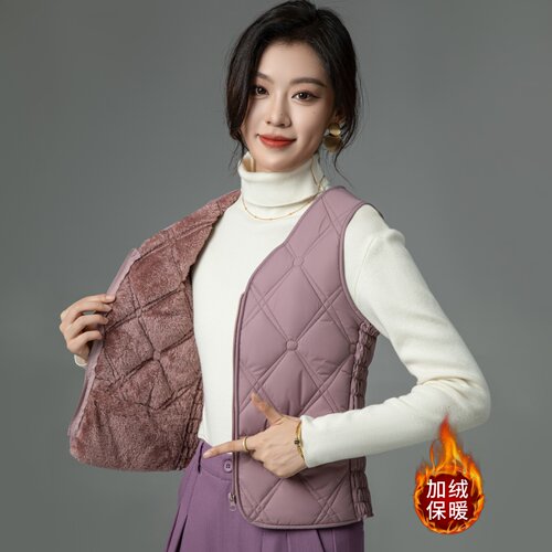 秋冬保暖背心2026款女士内搭外穿马甲加绒马甲女修身时尚短1023k