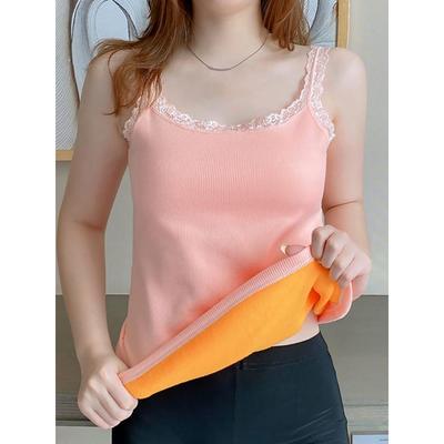 秋冬蕾丝吊带背心打底衫女内搭一体加绒加厚洋气时尚纯保暖1204z