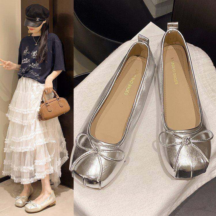 平底单鞋女春夏2026年新款蝴蝶结浅口软底芭蕾一脚蹬豆0126w,女鞋,浅口单鞋,淘宝优惠券,粉丝福利购,淘宝优惠卷