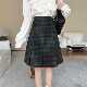 格子半裙设计感短裙大尺码 格子A字百褶裙半身裙女春秋学院风0128r
