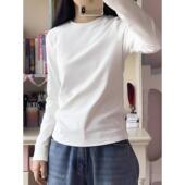 加厚白色长袖 上衣0129z 宽松韩版 T恤女加绒内搭基础款 打底衫