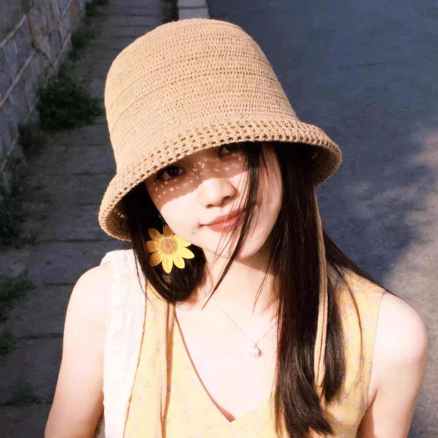 夏季日系草帽帽子女款2026新款海边旅游遮阳防晒帽显脸小渔0505z