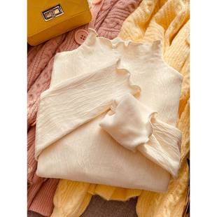 半高领蕾丝内上衣为妇女春2026新加厚温暖风格内衬上衣1229w