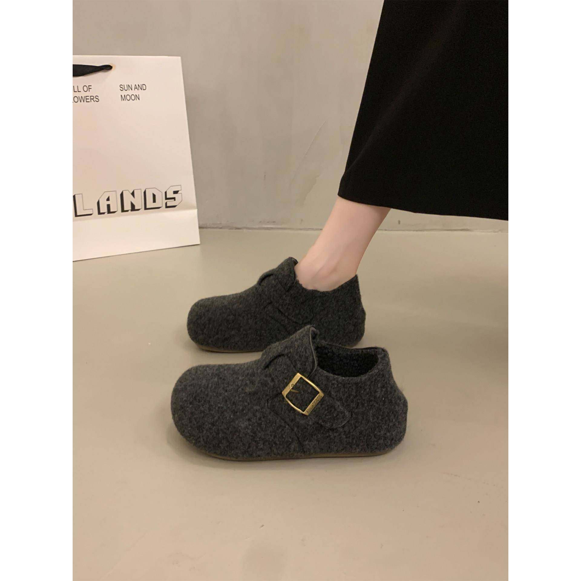 内增高毛呢毛毛鞋女款2026新款春秋一脚蹬加绒保暖勃肯鞋靴0118w,女鞋,勃肯鞋/软木鞋,淘宝优惠券,粉丝福利购,淘宝优惠卷