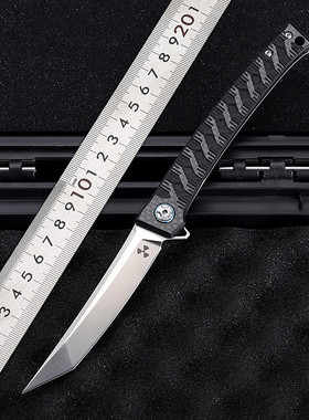 D2钢刀碳纤维折叠刀高硬度刀具防身冷兵器刀户外锋利随身便携小刀