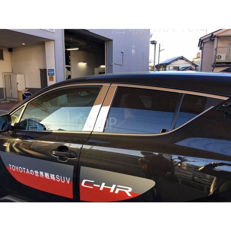 适用17款C-HR 车窗中柱饰条 CHR 不锈钢车窗装饰亮条车
