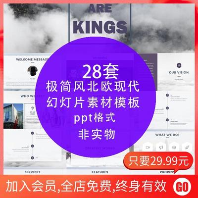 极简风北欧现代设计师风时装订货会作品集排版简洁 PPT模板素材图