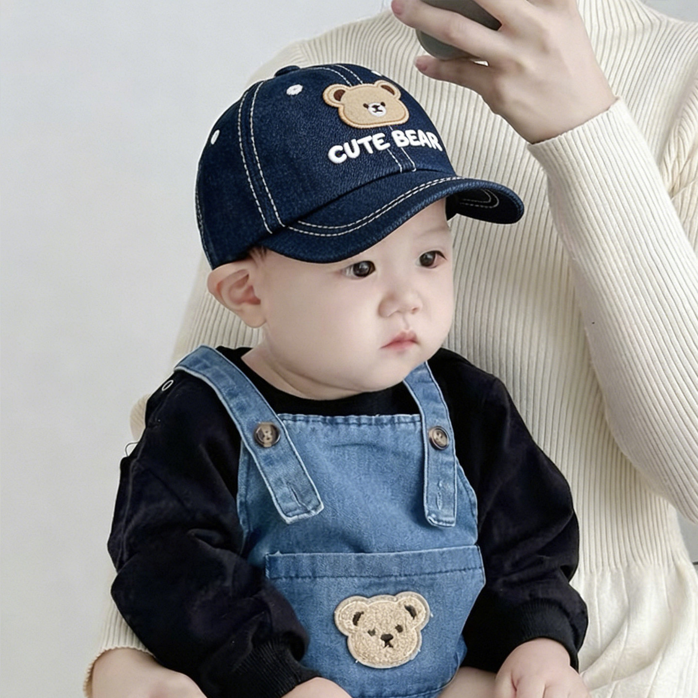 宝宝帽子春秋新款遮阳鸭舌帽男女孩牛仔布婴儿儿童棒球帽秋冬季潮