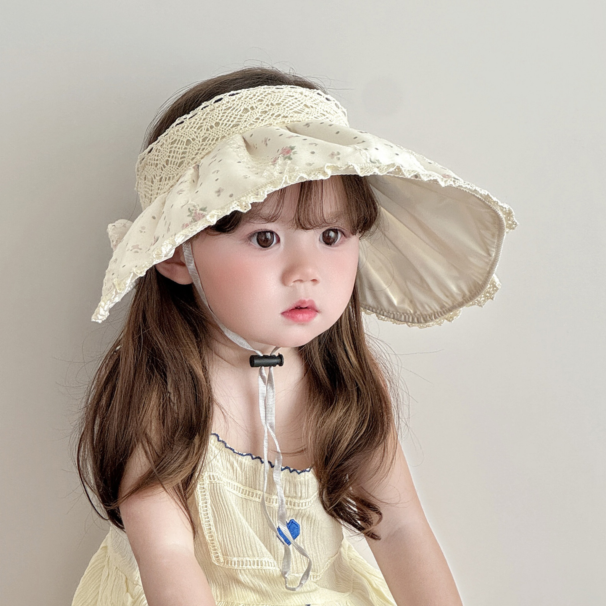 儿童防晒帽女童夏季防紫外线遮阳帽女孩空顶帽宝宝太阳帽子贝壳帽
