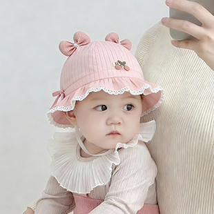 婴儿帽子春秋薄款男女宝宝可爱遮阳帽婴幼儿小月龄防晒渔夫帽盆帽