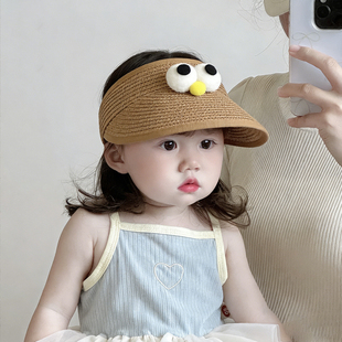 宝宝遮阳帽婴儿防晒帽儿童草帽可爱男童女童夏季空顶透气太阳帽子