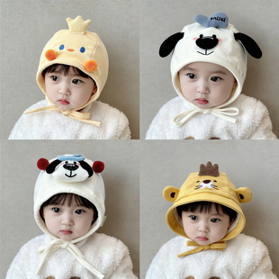 新生婴儿帽子秋冬季男女宝宝小月龄可爱秋季纯棉护耳帽外出儿童帽