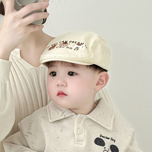 儿童帽子春秋款宝宝贝雷帽男女童前进帽鸭舌帽薄款英伦风画家帽潮