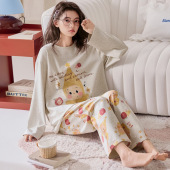 2026年新款 春纯棉布料100全棉可爱卡通家居服套装 睡衣女秋季 长袖