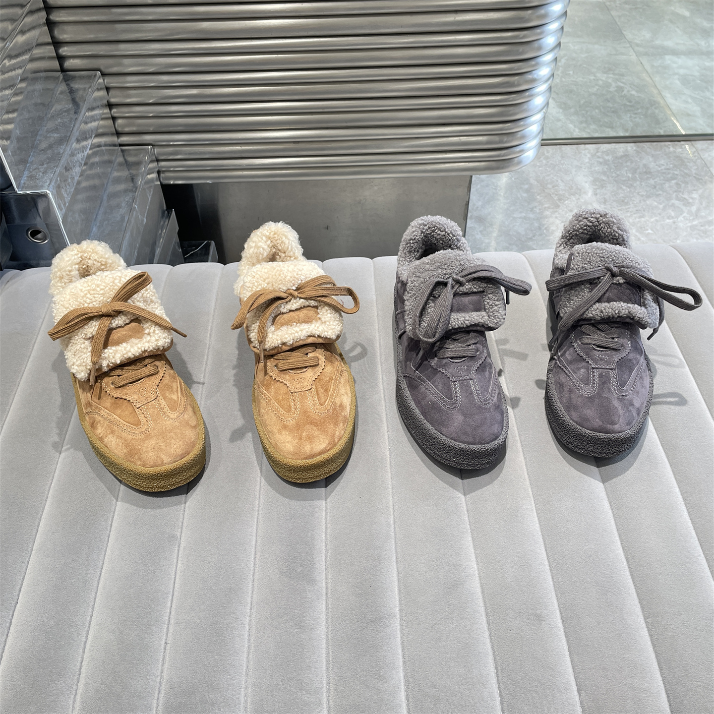 乐魔欧洲站冬款磨砂真皮厚绒棉鞋