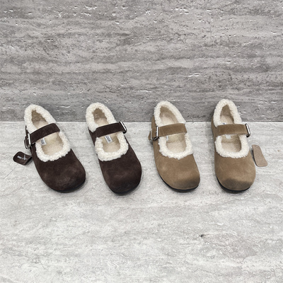 XFMD欧洲站羊毛磨砂真皮浅口鞋