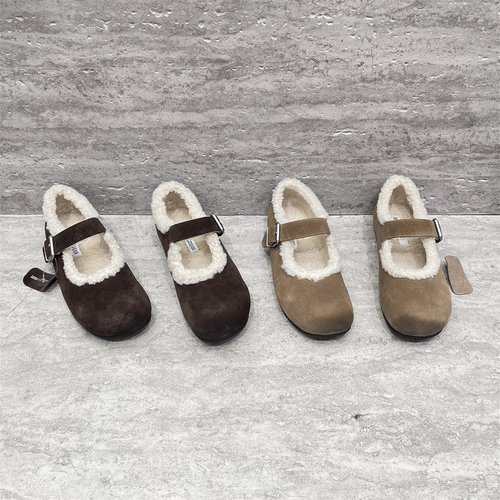 XFMD欧洲站羊毛磨砂真皮浅口鞋