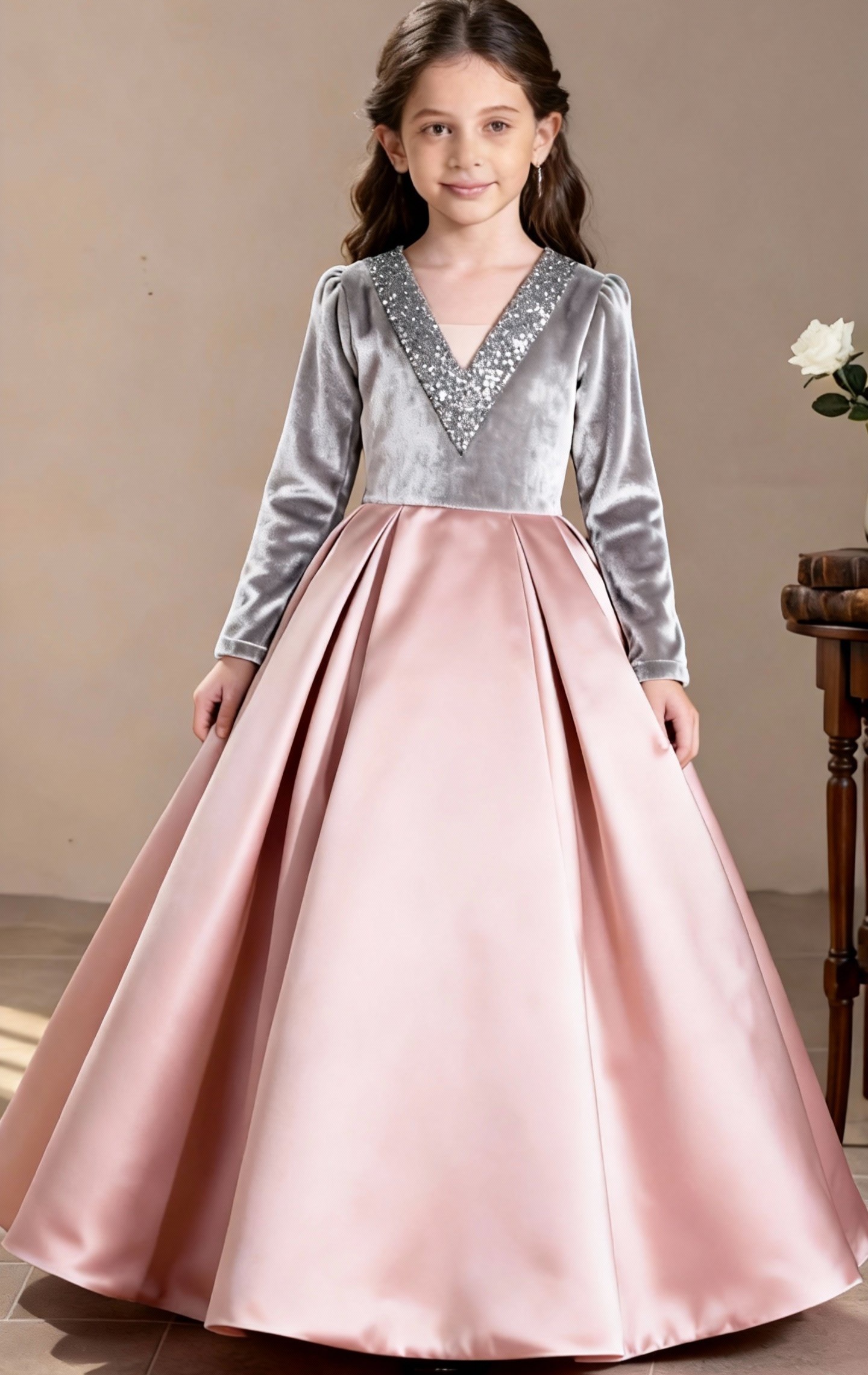 女童礼服冬季新款2015丝绒礼服小提琴钢琴演出服大合唱服装长裙