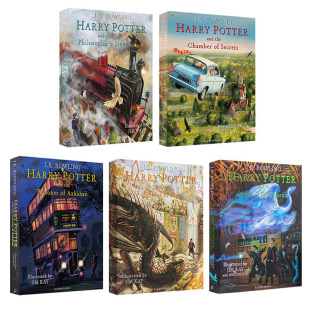 精装 Philosopher 英文原版 哈利波特与魔法石 Potter 5合集 the 进口图书 原版 版 and Stone Harry 哈利波特彩绘插画版