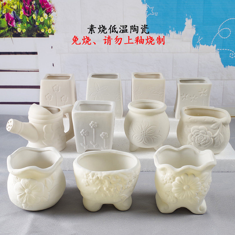 素烧手绘透气花盆简约陶瓷