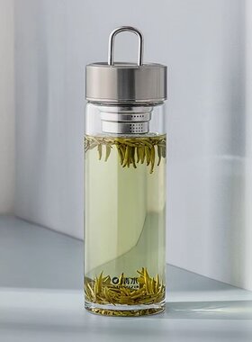 SHIMIZUI清水单层玻璃杯加厚水杯男士便携提环杯子大容量运动茶杯