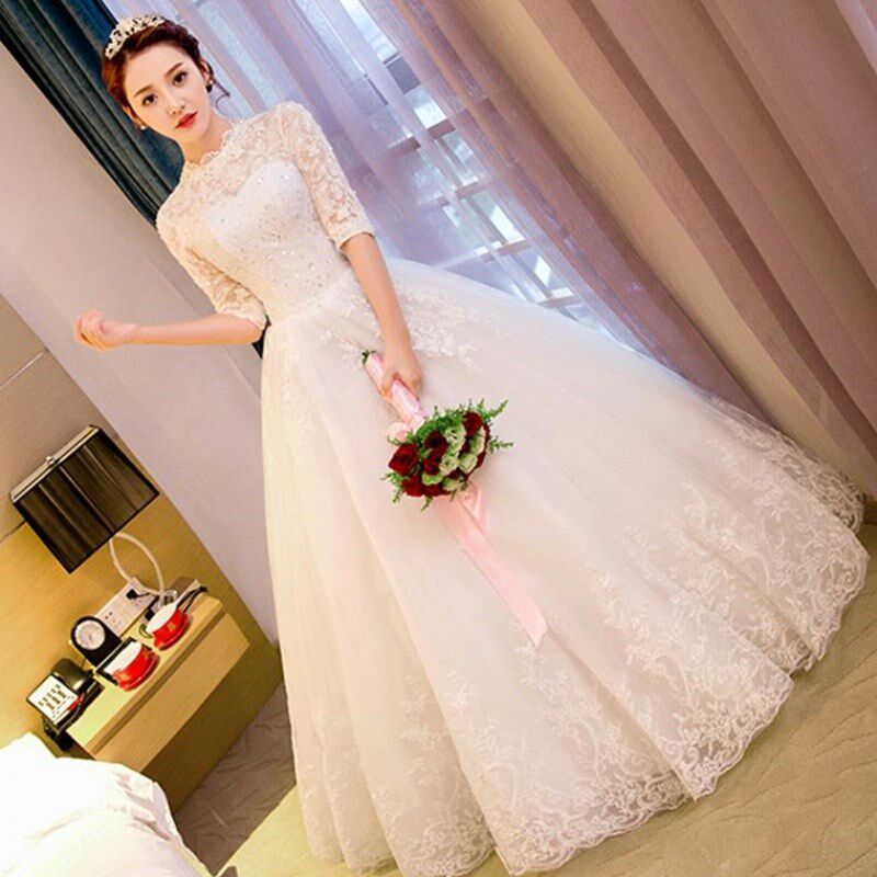 婚纱礼服2019冬季新款新娘结婚韩式简约齐地修身显瘦公主大码轻女|ruв категории Женская одежда, Cвадебные платья, свадебное платье - от Buy2taobao.com для оказания профессиональной услуги покупки агента Taobao