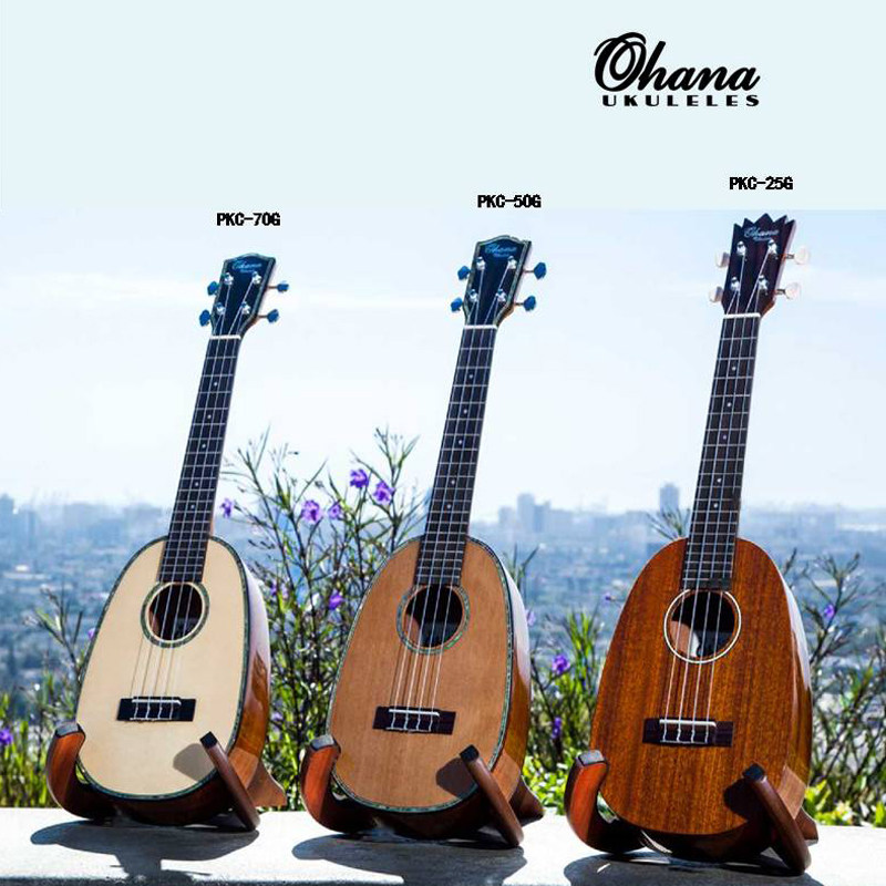 Ohana菠萝系列23寸桃花芯红松云杉全单尤克里里男女小四弦ukulele