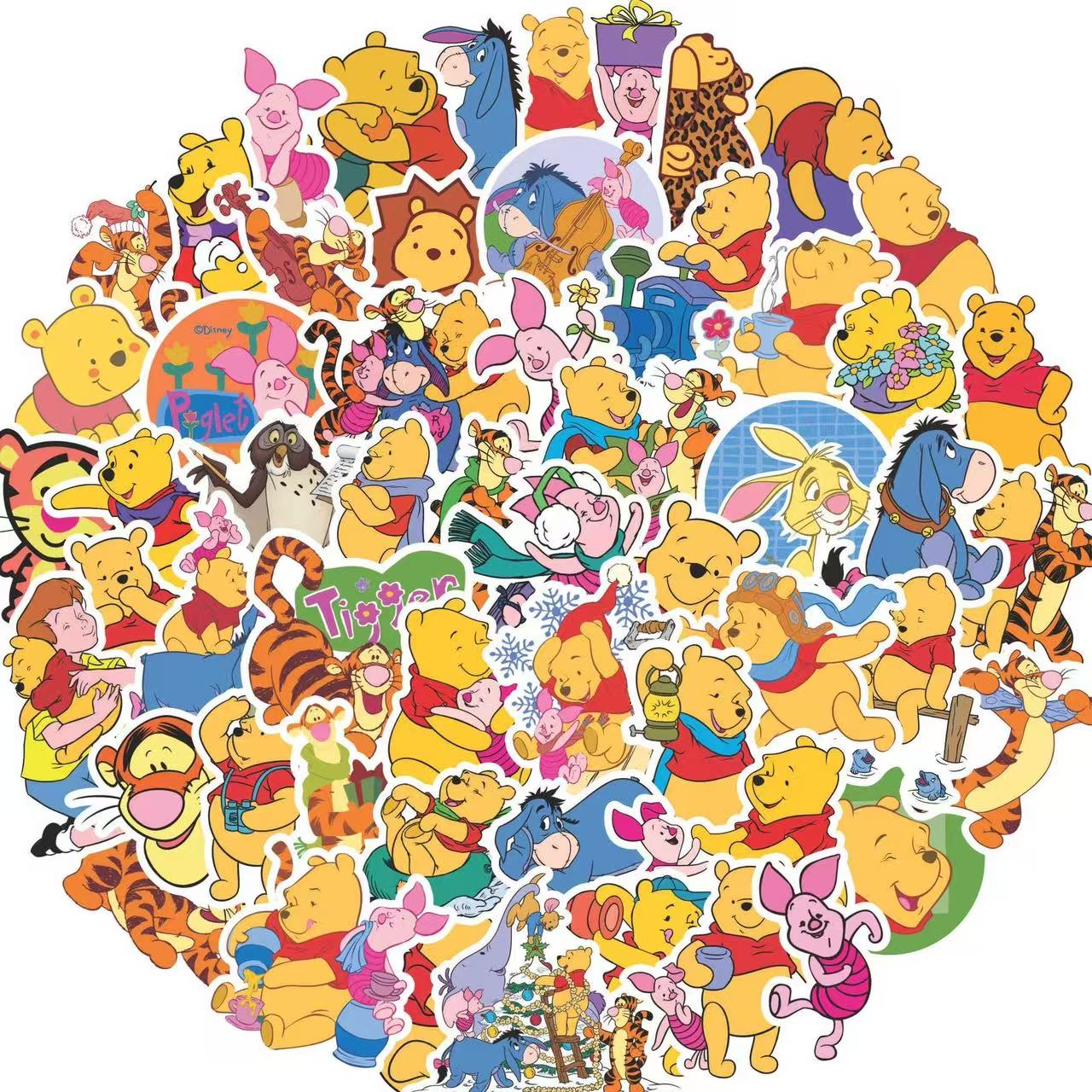 100张小熊维尼贴纸卡通涂鸦贴纸可爱手账手机装饰行李箱贴画防水