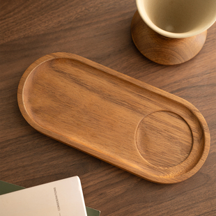 胡桃木咖啡托盘日式早餐盘下午茶点心盘小型干泡茶盘木制点心盘子