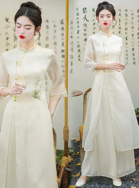 国风新款上市2024年夏季优质精品疯狂促销甩卖巨划算茶服绣花套装