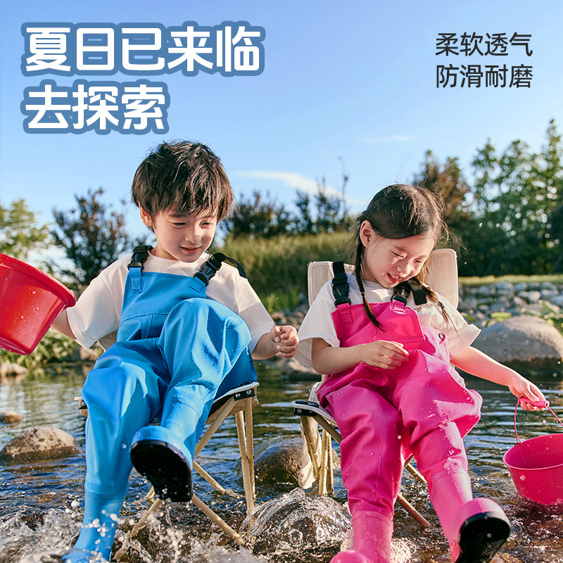 儿童下水裤赶海服连身衣幼儿园玩水装备摸鱼防水涉水全身半身钓鱼