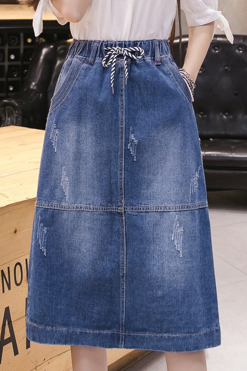 加肥加大码牛仔半身裙女新款复古显瘦胖mm200斤松紧腰a字中长裙子在类目 女装/女士精品, 半身裙中 - 来自Buy2taobao.com提供专业的淘宝代购服务