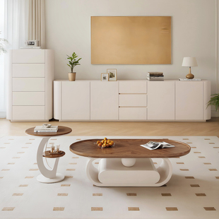 纯实木电视柜茶几组合现代简约小户型客厅岩板落地电视柜高款60cm