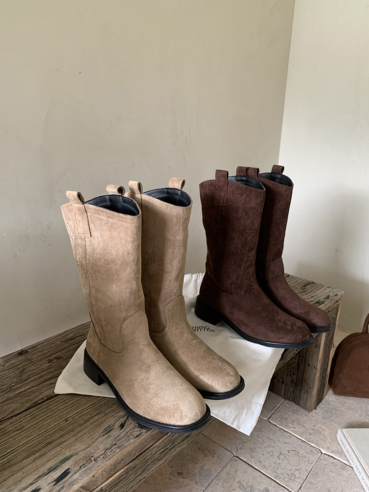 여성용 MID-CALF MAILLARD 부츠 2024 가을 겨울 새로운 스타일 양말 레이어드 하이 엔드 복고풍 스타일 웨스턴 부츠 짧은 부츠