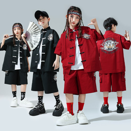 迷彩豆豆儿童嘻哈街舞演出服套装