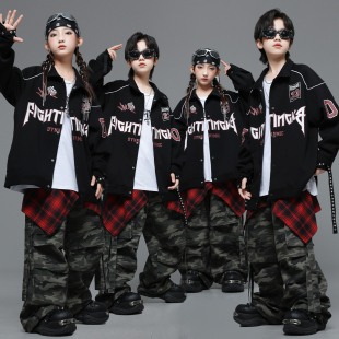 嘻哈套装 元 男童美式 裤 旦儿童街舞演出服女童爵士舞服少儿迷彩工装