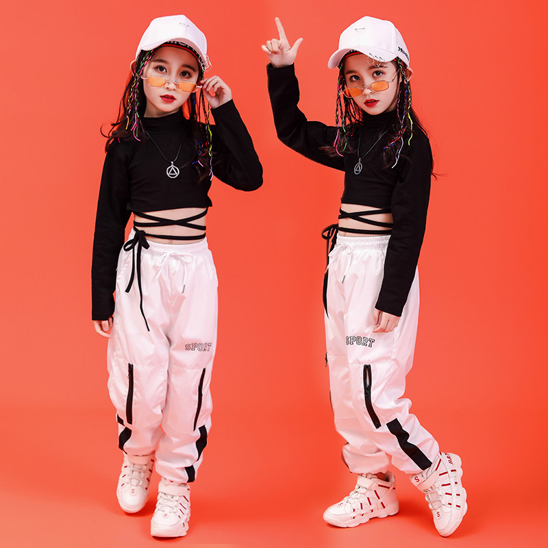 女童爵士舞服装儿童街舞套装嘻哈风潮衣新款女孩hiphop走秀露脐装