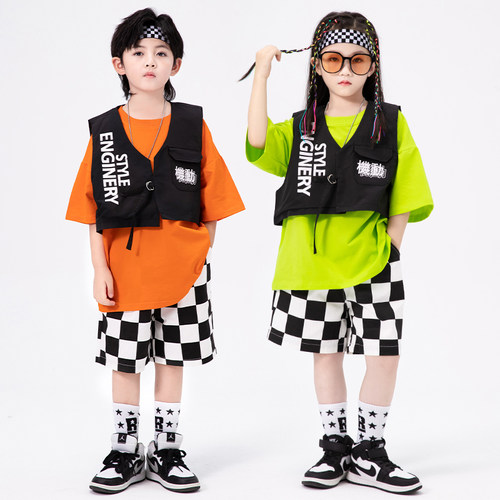 迷彩豆豆男女嘻哈街舞演出服