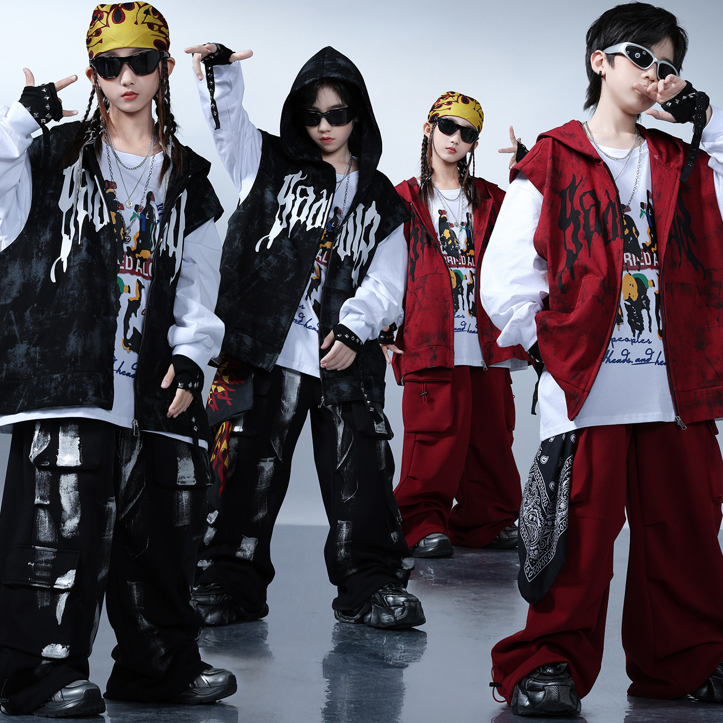 儿童嘻哈街舞潮服男童架子鼓美式连帽坎肩外套装女童爵士舞演出服,童装/婴儿装/亲子装,儿童演出服,淘宝优惠券,粉丝福利购,淘宝优惠卷