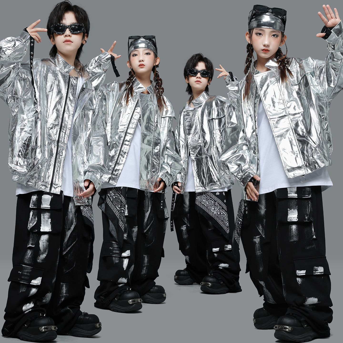 迷彩豆豆儿童嘻哈街舞潮服演出服