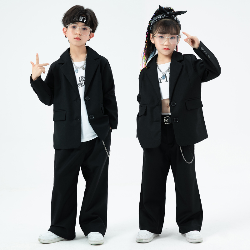 迷彩豆豆儿童街舞表演服西服套装