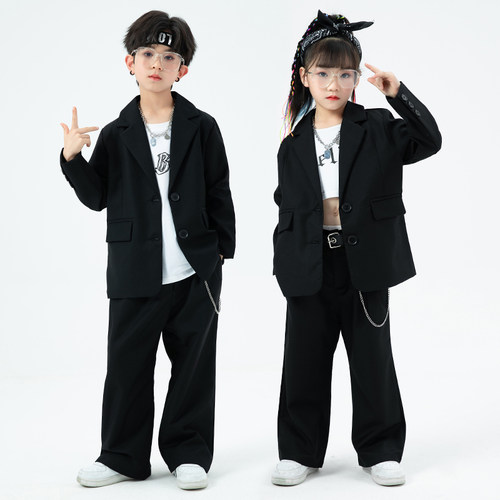 迷彩豆豆儿童街舞表演服西服套装