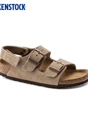 BIRKENSTOCK勃肯德国进口儿童牛皮绒面革舒适软木Milano系踝凉鞋