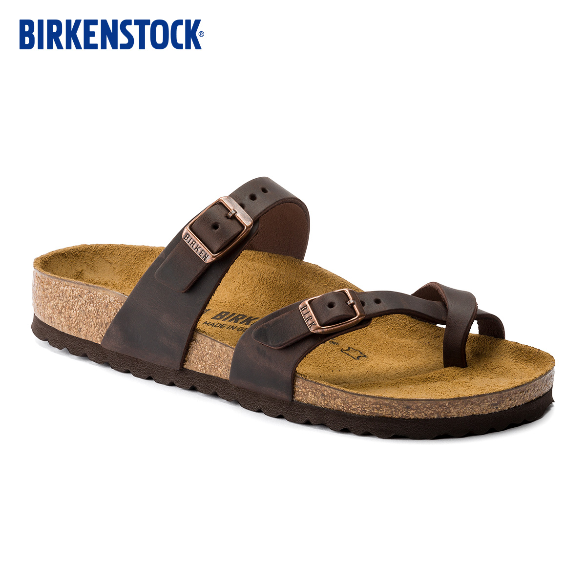 BIRKENSTOCK勃肯涂油皮夹趾拖鞋