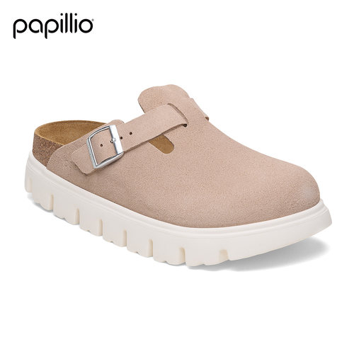 勃肯Papillio女绒面厚底包头拖鞋