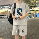 ZT112*P48风休闲运动套装男生夏季潮牌痞帅短袖T恤五分裤两件套，男装T恤，星座414A（原B215）