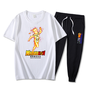 夏季套装男士2021新款青年短袖T恤运动服装休闲潮牌两件套P40图片