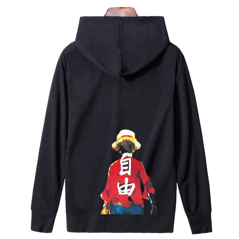W101 P40 春秋加绒动漫海贼王卫衣男情侣衣服宽松青少年潮流外套图片